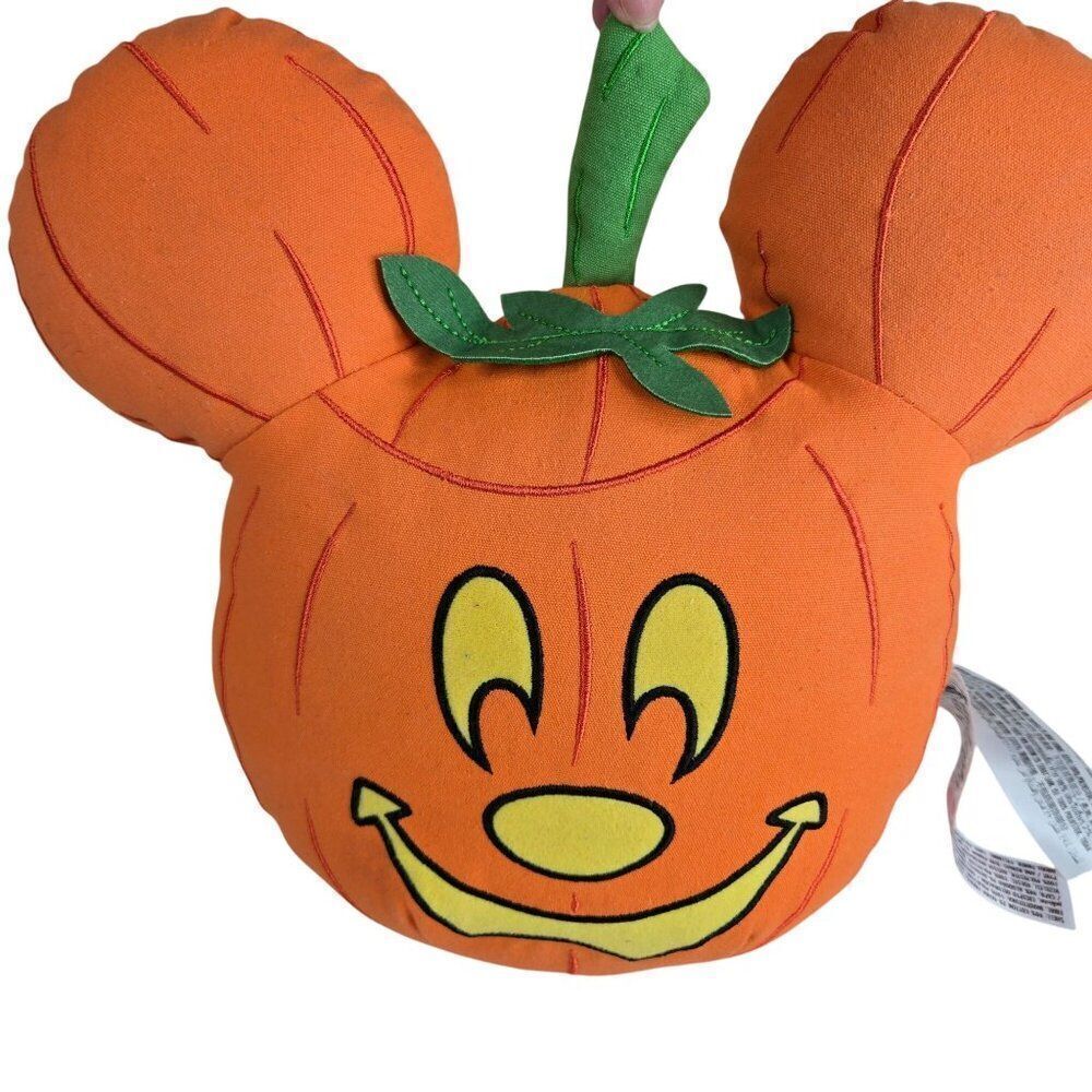 Disney Halloween Mickey Mouse Pumpkin Plush Pillow Orange 13" Decorative Cushion